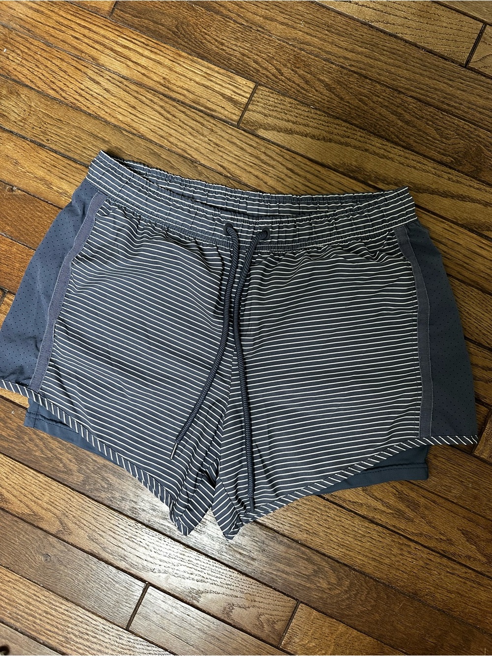 Tangerine Gray-Striped Women's Athletic Shorts with Drawstring